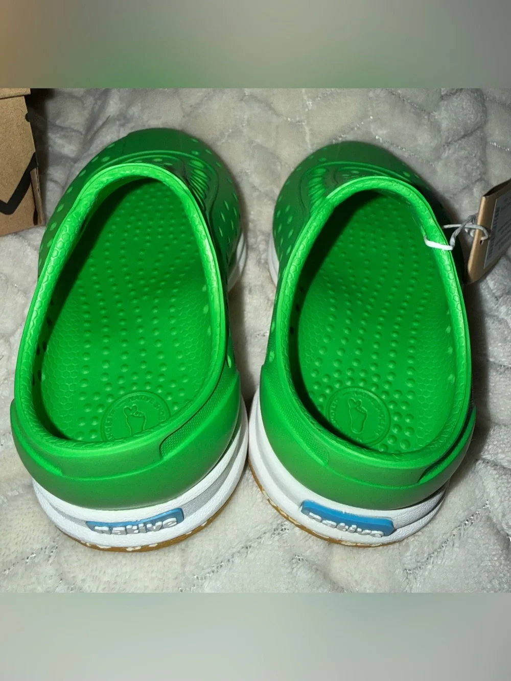 Native Robbie Sugarlite Toddler Shoes Size 5C Grasshopper Green Shell White